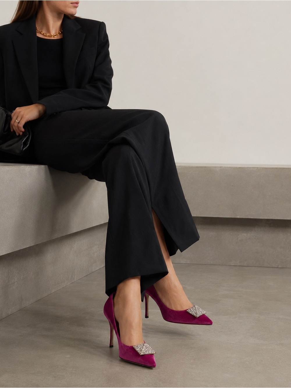 Valentino Single Rockstud Crystal Velvet Pumps Rose Violet 39 US 9 - Picture 2 of 16